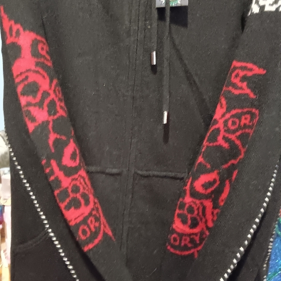 ED HARDY NWT Hooded Wool Blend Knit Sweater Cardigan Vintage Zip Up Lion. L - Picture 13 of 15